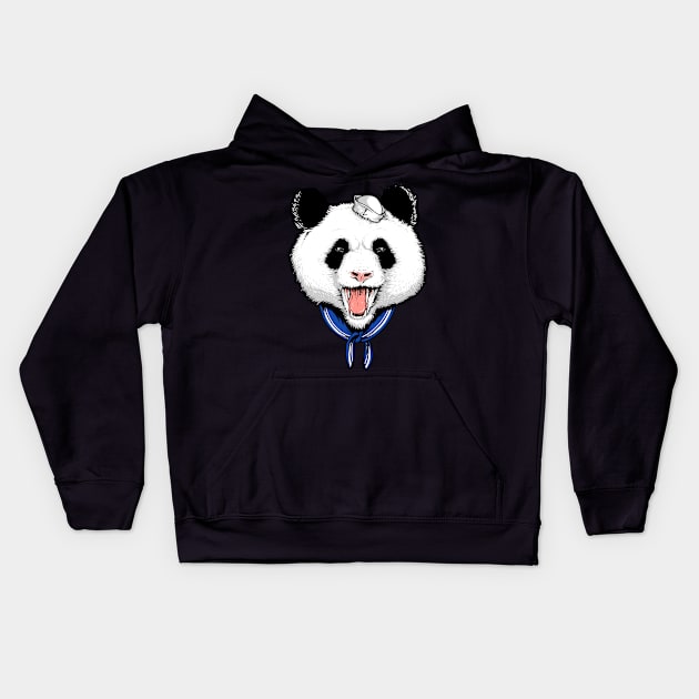 Panda Sailor Kids Hoodie by quilimo